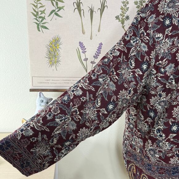 Vintage Beaded Paisley Floral Tapestry Jacket Whimsigoth Fairy Grunge Witchy 4X - Picture 6 of 9